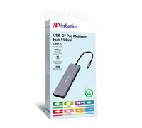 Verbatim usb c hub 13 en 1, multipuerto usb-c a hdmi, rj45, usba-a y u