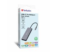 Verbatim usb c hub 14 en 1, multipuerto usb-c a hdmi, vga, rj45, usba-