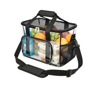Verbpupl Bolsas de almuerzo transparentes para el trabajo, 30,5 x 22,8 x 22,8 cm, cierre de cremallera, resistente al agua, gran capacidad, bolsa reutilizable para estadio, para 24 latas de eventos