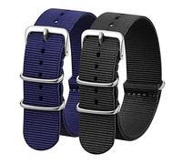 Verbstel Correa de reloj de nailon de repuesto con hebilla pesada de liberación rápida para hombres y mujeres (22 mm, azul/negro)