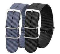 Verbstel Correa de reloj de nailon de repuesto con hebilla pesada de liberación rápida para hombres y mujeres (18 mm, gris/negro)