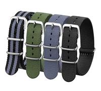 Verbstel Correa de reloj de nailon de repuesto con hebilla pesada de liberación rápida para hombres y mujeres (18 mm, negro gris/verde/gris/negro)