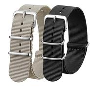Verbstel Correa de reloj de nailon de repuesto con hebilla pesada de liberación rápida para hombres y mujeres (20 mm, caqui/negro)