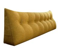 VERCART Almohada de Lectura, Cabecera Tapizado, Almohada Lumbar Cervical, Antireflujo Adulto Cuña Almohada para Sofá, Cojines Cama para Respaldo con Funda Desmontable Cama Amarillo 200cm
