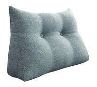 VERCART Almohada de Lectura, Cabecera Tapizado, Almohada Lumbar Cervical, Antireflujo Adulto Cuña Almohada para Sofá, Cojines Cama para Respaldo con Funda Desmontable Cama Gris 60cm