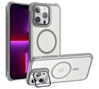 Verco Funda para iPhone 13 Pro funda magnética híbrida con protección de cámara plegable compatible con MagSafe funda translúcida mate gris mate