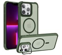 Verco Funda para iPhone 13 Pro Max funda magnética híbrida con protección de cámara plegable compatible con MagSafe funda transparente mate verde mate