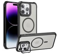 Verco Funda para iPhone 14 Pro funda magnética híbrida con protección de cámara plegable compatible con MagSafe funda translúcida mate negro