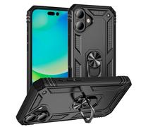 Verco Hybrid Armor Shield Case für iPhone 16 Plus Hülle, extrem robust mit Magnet Fingerring Halter Handyhülle für Apple iPhone 16 Plus Panzerhülle Schwarz