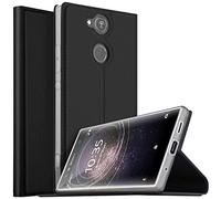 Verco para Sony Xperia XA2 Funda Tipo Libro electrochapada, Funda de diseño con protección 360°, Compatible con Sony Xperia XA2 (5,2 Pulgadas), Negro
