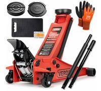 Verda Gato Hidráulico de Carretilla 3 T, Altura de Elevación 75-515 mm, con Pedal, Engrasador, 2 Almohadillas de Goma, Sistema de Doble Bomba, Perfil Bajo, Estable y Seguro, para Coche y SUV