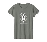 Verdad y reconciliación del Día Naranja de los Nativos Americanos Camiseta, Mujer, Verde Militar Jaspeado, S