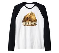 Verdadera Historia de Pascua Cristiano Jesucristo Tumba Vacía Cruz Camiseta Manga Raglan