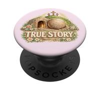 Verdadera Historia de Pascua Cristiano Jesucristo Tumba Vacía Cruz PopSockets PopGrip Adhesivo