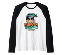 Verdadero-Norte Confiando en Jesús En Un Mundo Salvaje Vbs Oso Natur Camiseta Manga Raglan