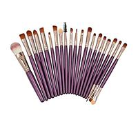 Verdant Touch Kit de brochas de maquillaje, kit de brochas de maquillaje, 20 piezas, juego de brochas cosméticas profesionales de color morado y oro rosa, herramientas de belleza para máscara de