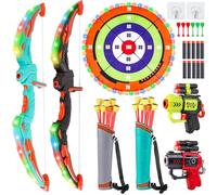 Verdantree 2 Pack Arco y Flechas para Niños, Juguete de Tiro Archery Play Gran Tablero de Dardos con Luces de Juguete Regalo Niños 3-8 Años, de Actividad para Interiores y Exteriores