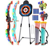 Verdantree 2 Pack Arco y Flechas para Niños, Juguete de Tiro Light Up Archery Play Set con 2 Arcos Luminosos de Juguete Regalo Niños 3-8 Años, de Actividad para Interiores y Exteriores