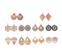 VERDANVERSE 10 pares Pendientes de Madera para Mujer Diseño Geométrico Bohemio con Patrón Africano Exagerado Accesorios Colgantes Únicos y Duraderos Elegante para Estilo Casual y Cultural