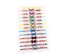 VERDANVERSE 12 piezas Pulseras Bohemias para Niñas Arcilla Polimérica y Aleación Diseño Étnico Accesorio Infantil Artesanal para Fiestas y Diario