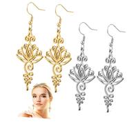 VERDANVERSE 2 pares Pendientes Mujer Lotus Colgantes Acero Inoxidable Ligero Plata Accesorios Elegantes