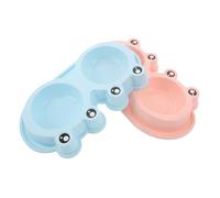 VERDANVERSE 2 Piezas Tazón Doble para Mascotas Antideslizante con Diseño de Barrera de Agua Efectiva y Resistente para Comida Seca y Húmeda para Gatos Callejeros y Perros de Rosa y Azul