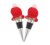 VERDANVERSE 2 Piezas Unidades Tapones para Botellas de Vino con Diseño de Gorro de Santa Tapón Reutilizable y Hermético para Conservar para Fiestas Navideñas y Decoración Festiva
