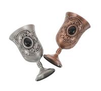 VERDANVERSE 2 Piezas Vintage Metal Goblets Retro Shot Glasses High Stem Drinking Cups For Halloween Ceremonial And Home Decor