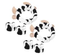 VERDANVERSE 2juegos Diademas De Maquillaje Muñequeras Diseño De Vaca Set Para Cuidado Piel y Limpieza Facial Accesorios Adorables Para Mujeres