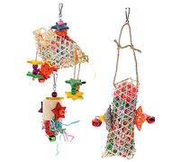 VERDANVERSE 3piezas Juguete Colgante para Periquitos y Loros Juguete De Masticación De Material Natural para Entrenamiento y Diversión De Aves