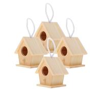 VERDANVERSE 4 Piezas Casas de Madera sin Terminar para Pájaros Colgantes para Exteriores Kit DIY de Nidos Pequeños y Portátiles para Observación Cercana de Colibríes Decoración de Jardín