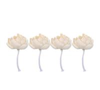 VERDANVERSE 4 Piezas Flor Artificial de Peonía de Color Claro con Capas de Hojas, Hecha de Papel Tetrapanax Papyriferus, Resistente a Roturas y Diseñada para Evitar Fugas de Aceite Aromático
