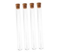 VERDANVERSE 4 Piezas tubo de ensayo de vidrio tapón reutilizable experimento química ciencia 91x0 tubos de laboratorio de prueba Transparente