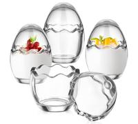 VERDANVERSE 4 Vasos de Vidrio para Pudín Forma de Cáscara de Huevo, Capacidad 60ml, Diseño Único y Fácil de Limpiar, Pack de 4 Unidades para Postres y Yogur