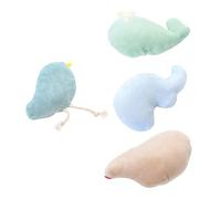 VERDANVERSE 4piezas Juguetes Interactivos De Gato Catnip De Peluche para Masticar y Jugar Pájaro Elefante Ballena Erizo Estimula El Instinto Natural De Caza y Diversión para Gatos
