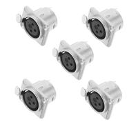 VERDANVERSE 5 Piezas Conector XLR Hembra de Repuesto para Montaje Panel de Enchufe de Audio Estéreo para Sistemas de Sonido y Profesionales Socket Metálico Resistente