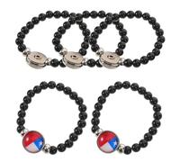 VERDANVERSE 5 Piezas Pulsera Patriótica de Cuentas Negras con Bandera de Pulsera de Vidrio y Metal para Amistad Accesorio Portátil para Celebraciones Nacionales