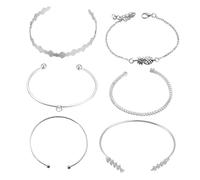 VERDANVERSE 6 piezas Conjunto de Pulseras Creativas para Mujer Diseño de Piña y Espiga con Cadena Ajustable Brazaletes Abiertos para Diario y Fiesta