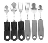 VERDANVERSE 6 piezas Cubiertos Adaptables Antitemblores de Acero Inoxidable con Mango Ergonómico Portátil para Ancianos y con Discapacidad Cubiertos para Disfagia y Temblores