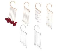 VERDANVERSE 6 Piezas Pendientes Colgantes de Cadena con Borlas Largos y Livianos Estilo Étnico con Clip de Oreja para Fiesta y Boda Diseño Delicado y Confortable para Mujer