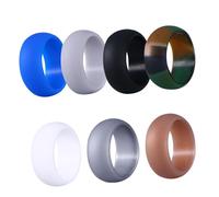 VERDANVERSE 7 piezas Anillos de Silicona para Hombre Bandas de Goma Resistentes Colores Camuflaje Dorado Plata Negro Gris Blanco y Azul Hipoalergénicos y Cómodos para Diario