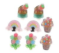 VERDANVERSE 8 Clips Decorativos para Cordones de Zapatos Infantiles Brillo Diseño Princesa Colores Amarillo y Verde Clips Desmontables Forma de Helado Arcoíris Flor y Pastel para