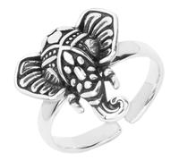 VERDANVERSE Anillo de Elefante Vintage Abierto para Mujer, Joyería Estética de Aleación, Ajustable, Diseño Retro, Anillo de Dedo para Uso Diario y Fiesta, Tamaño Único, Color Plata Envejecida