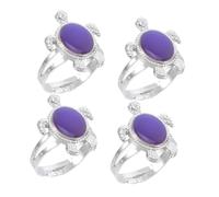 VERDANVERSE Anillo de Tortuga que Cambia de Color Temperatura, 4 Piezas de Aleación Creativa Unisex para Mostrar Emociones y Estado de Ánimo