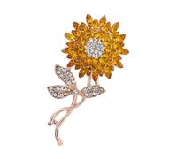 VERDANVERSE Broche de Aleación con Forma de Girasol y Pedrería Pin Decorativo para Ropa y Sombreros Accesorio Elegante para Bodas y Ocasiones Formales para Abrigos y Vestidos