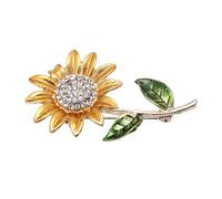 VERDANVERSE Broche de Girasol de Aleación Gemas de Imitación, Color Amarillo, Accesorio para Ropa Femenina, Adecuado para Bodas, Fiestas y Eventos Formales, Decoración Elegante para Suéter,