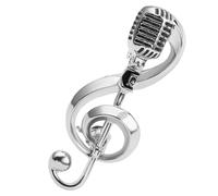 VERDANVERSE Broche Musical Vintage Micrófono y Nota Musical Pin Para Vestido De Noche Accesorio De Plata Para Mujer Uso En Fiestas y Bodas Diseño Clásico Compacto