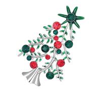 VERDANVERSE Broche Navideño de Árbol Pequeño Pedrería de Aleación Brillante Accesorio de Joyería Navideña para Mujer Broche de Solapa para Abrigo y Ropa Festiva