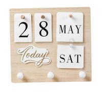 VERDANVERSE Calendario de Madera con Ganchos para Pared Calendario Perpetuo Reutilizable con Display de Día Mes y Año Decoración de Entrada o Sala de Estar