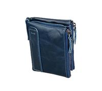 VERDANVERSE Cartera para Hombre de Cuero con Cierre Diseño Corto Multifuncional Protección RFID Antirrobo Color Azul Bolsillo para Tarjetas y Monedas